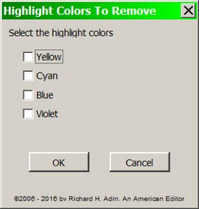 Choose Highlighting to Remove